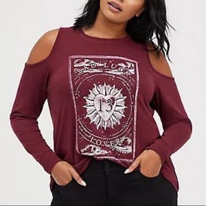 NWT Torrid Wine Tarot Card Cold Shoulder Top 5X
